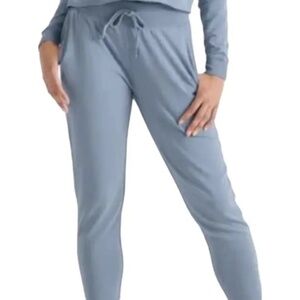 Knix Cotton-Blend Joggers / Sweatpants, Blue / Gray, Small